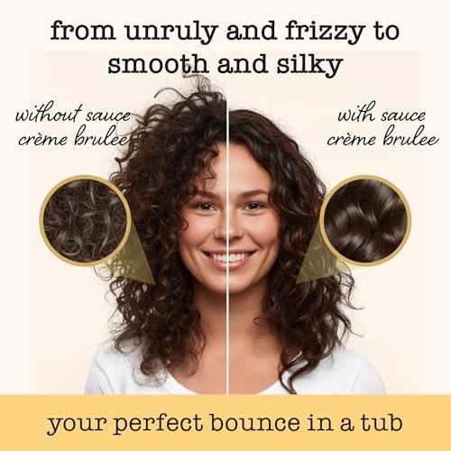 SAUCE BEAUTY Crème Brulee Curl Custard - Frizz Control & Curl Defining Cream with Cocoa Butter, Coconut Oil & Tangerine Oil for Wavy & Coily Hair (10.5 Fl Oz) Avelisse