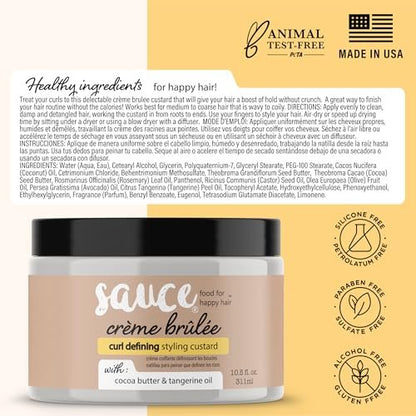 SAUCE BEAUTY Crème Brulee Curl Custard - Frizz Control & Curl Defining Cream with Cocoa Butter, Coconut Oil & Tangerine Oil for Wavy & Coily Hair (10.5 Fl Oz) Avelisse