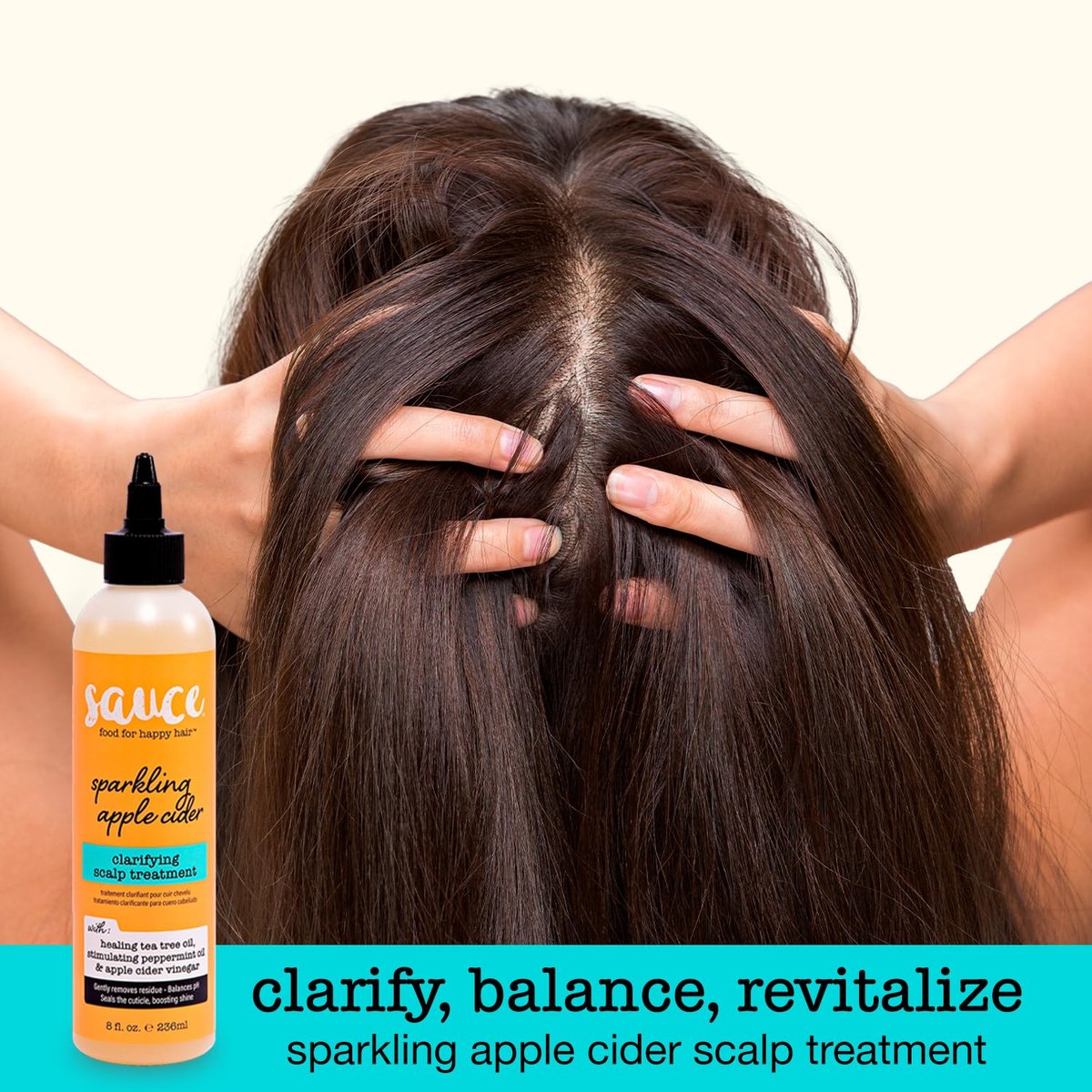 SAUCE BEAUTY Clarifying Scalp Treatment - Sparkling Apple Cider Scalp & Hair Cleanser with Apple Cider Vinegar & Tea Tree Oil for Dry, Itchy Scalp, All Hair Types (8 Fl Oz) Avelisse