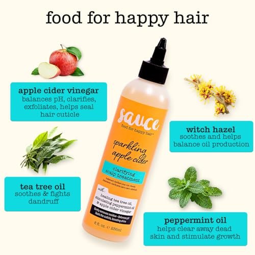 SAUCE BEAUTY Clarifying Scalp Treatment - Sparkling Apple Cider Scalp & Hair Cleanser with Apple Cider Vinegar & Tea Tree Oil for Dry, Itchy Scalp, All Hair Types (8 Fl Oz) Avelisse