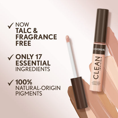 COVERGIRL Clean Invisible Concealer - Light Ivory 103, Lightweight Hydrating Vegan Formula, 0.23 oz