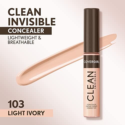 COVERGIRL Clean Invisible Concealer - Light Ivory 103, Lightweight Hydrating Vegan Formula, 0.23 oz - görsel 4