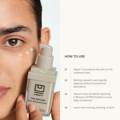 U Beauty The RETURN Eye Concentrate – Anti-Aging Eye Cream with Peptides & Antioxidants for Brighter, Tighter Under Eyes – Reduce Fine Lines, Puffiness & Dark Circles (0.5 fl oz) Avelisse
