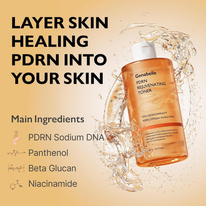 Genabelle PDRN Rejuvenating Toner - Deep Hydration & Skin Barrier Support with PDRN, Panthenol, Hyaluronic Acid - 300ml Avelisse