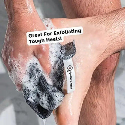 Extra Rough Exfoliating Washcloth - Extreme Body & Back Scrubber for Shower, Extra Long, Hygienic Exfoliator Wash Cloth for Men or Women, 2 Count Pack, 1 Black & 1 Grey, Bye Bye Loofah Avelisse