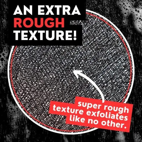 Extra Rough Exfoliating Washcloth - Extreme Body & Back Scrubber for Shower, Extra Long, Hygienic Exfoliator Wash Cloth for Men or Women, 2 Count Pack, 1 Black & 1 Grey, Bye Bye Loofah Avelisse