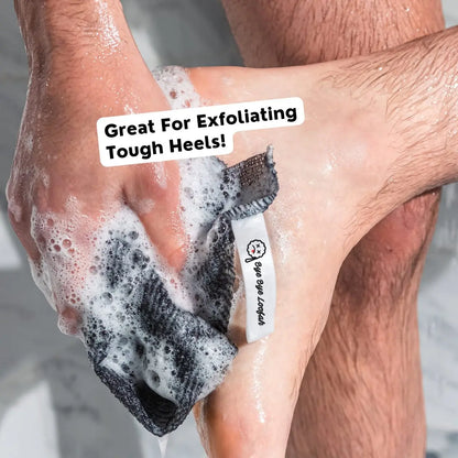 Extra Rough Exfoliating Washcloth - Extreme Body & Back Scrubber for Shower, Extra Long, Hygienic Exfoliator Wash Cloth for Men or Women, 2 Count Pack, 1 Black & 1 Grey, Bye Bye Loofah Avelisse