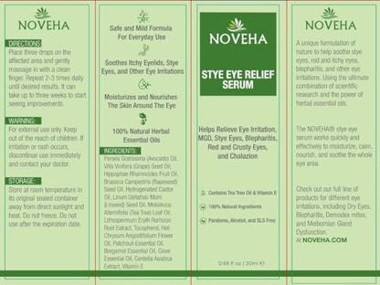 NOVEHA Stye Relief Serum for Blepharitis Management & Eyelid Bumps - 20 ml (0.68 Fl Oz)