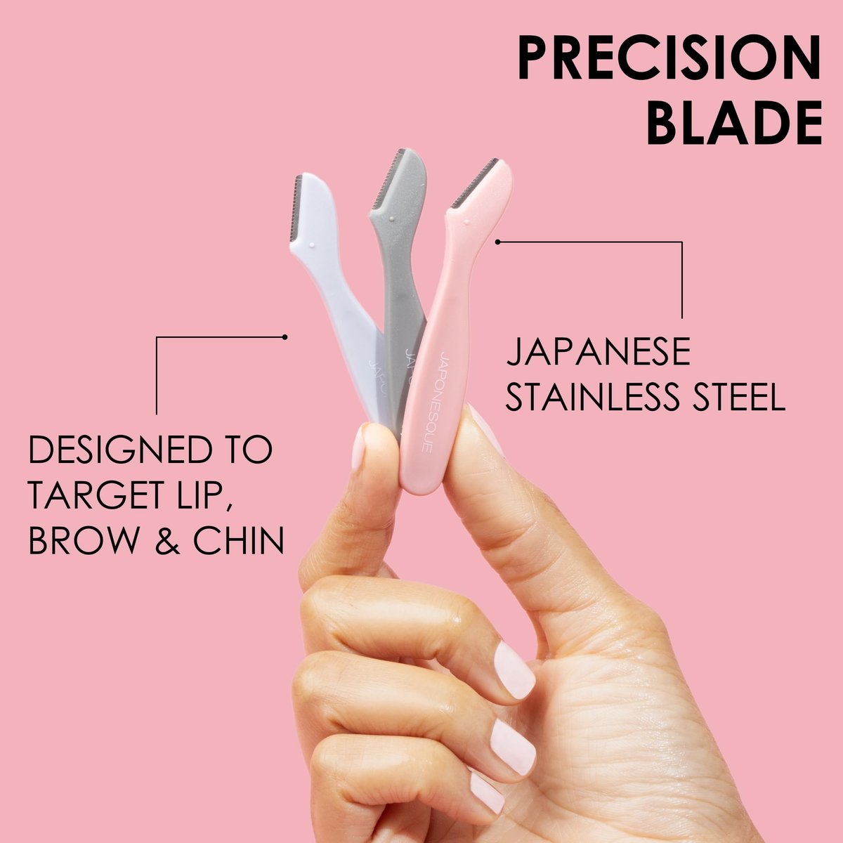 JAPONESQUE Mini Touch Up Razors - Travel Size Dermaplaning Tool Set - 3 Piece Mini Travel Razor Kit for Women - görsel 11