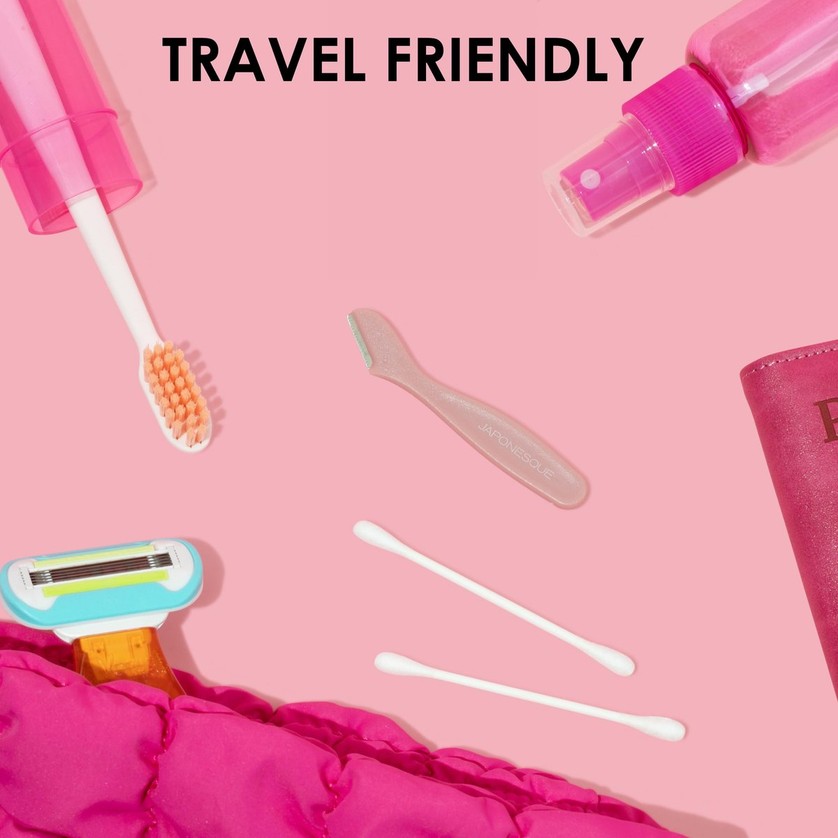 JAPONESQUE Mini Touch Up Razors - Travel Size Dermaplaning Tool Set - 3 Piece Mini Travel Razor Kit for Women - görsel 13