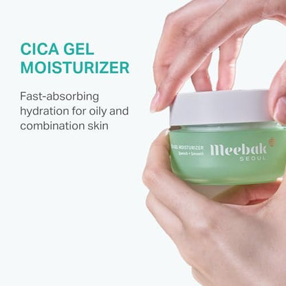 Meebak Cica Gel Face Moisturizer – Lightweight Hydrating Water Cream with Hyaluronic Acid & Vegan Collagen for All-Day Glass Skin Avelisse