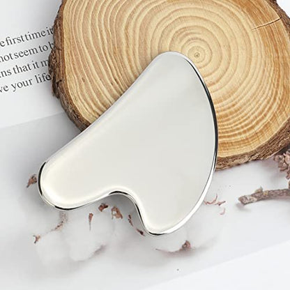 Lanfixilly Stainless Steel Gua Sha and Face Roller Set - Facial Tool for Face Sculpting, Metal Skin Care Massager for Women