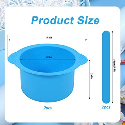 AIEX 2-Pack Silicone Wax Pot Liners with 2 Blue Spatulas - Reusable for 16oz Electric Wax Warmers (Pink & Blue)