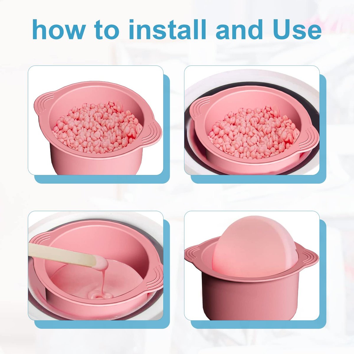 AIEX 2-Pack Silicone Wax Pot Liners with 2 Blue Spatulas - Reusable for 16oz Electric Wax Warmers (Pink & Blue) - görsel 9