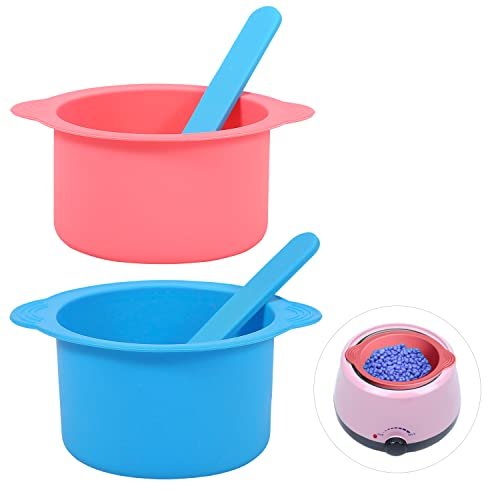 AIEX 2-Pack Silicone Wax Pot Liners with 2 Blue Spatulas - Reusable for 16oz Electric Wax Warmers (Pink & Blue) - görsel 2