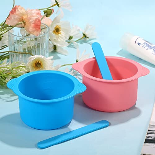 AIEX 2-Pack Silicone Wax Pot Liners with 2 Blue Spatulas - Reusable for 16oz Electric Wax Warmers (Pink & Blue) - görsel 8