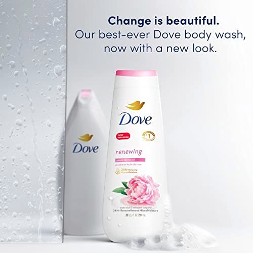 Dove Renewing Peony & Rose Oil Body Wash, 4 Count (20 oz Each) - Gentle Cleanser for Healthy-Looking Skin Avelisse