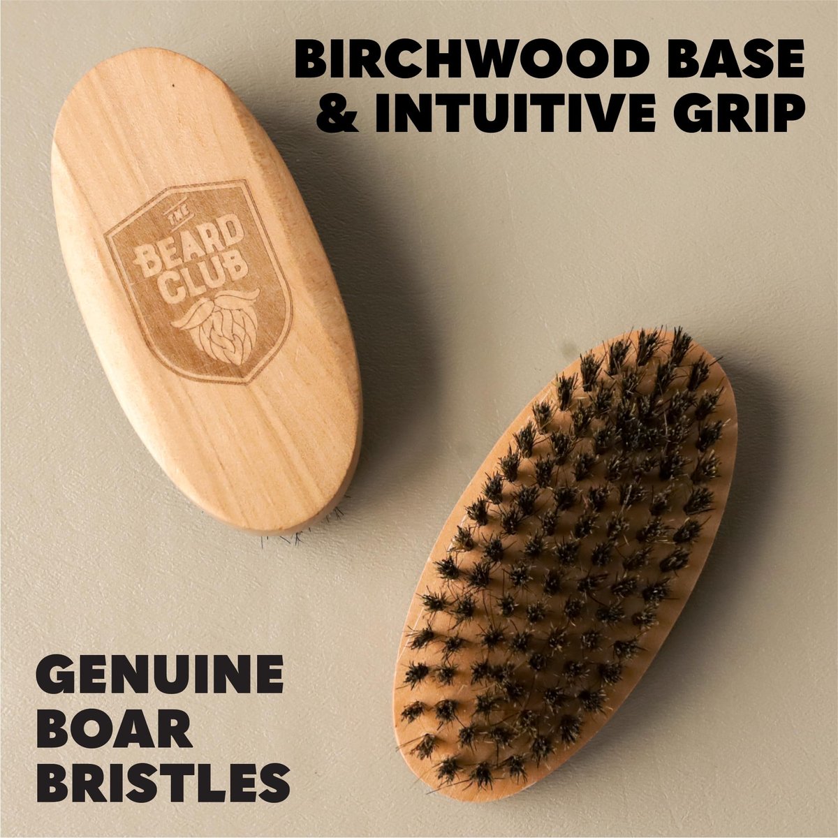 Beard Club Men's Boar Bristle Brush - Birchwood Grooming Tool for Styling, Taming and Healthy Beard Growth Avelisse