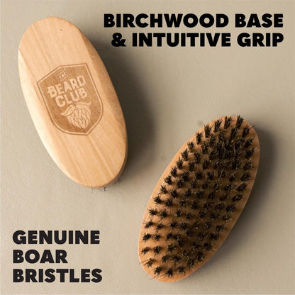 Beard Club Men's Boar Bristle Brush - Birchwood Grooming Tool for Styling, Taming and Healthy Beard Growth Avelisse