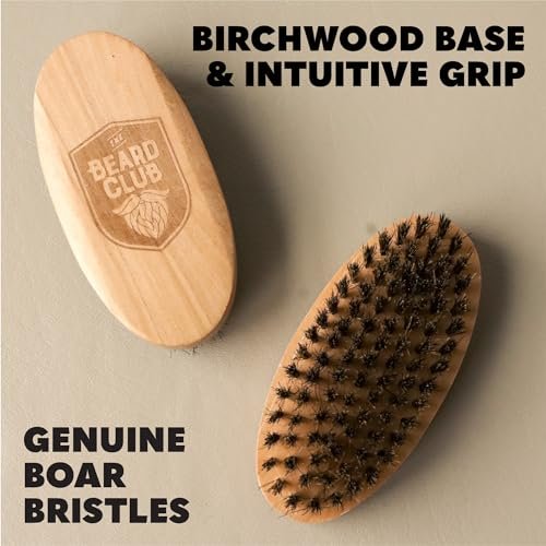 Beard Club Men's Boar Bristle Brush - Birchwood Grooming Tool for Styling, Taming and Healthy Beard Growth Avelisse
