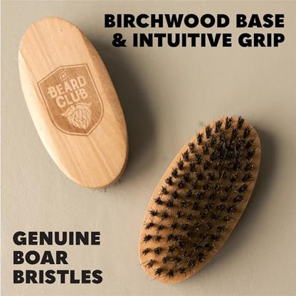 Beard Club Men's Boar Bristle Brush - Birchwood Grooming Tool for Styling, Taming and Healthy Beard Growth Avelisse