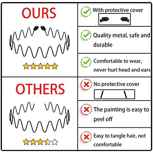 BOYIVI 15 Pieces Metal Headband for Men and Women - Unisex Adjustable Hair Band, Non-Slip Wavy Headbands for Home, Outdoor, Sports, Yoga (Black) - görsel 10