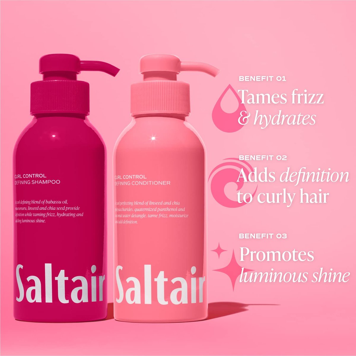 Saltair Curl Control Haircare Set – Shampoo and Conditioner for Defined, Frizz-Free Curls Avelisse
