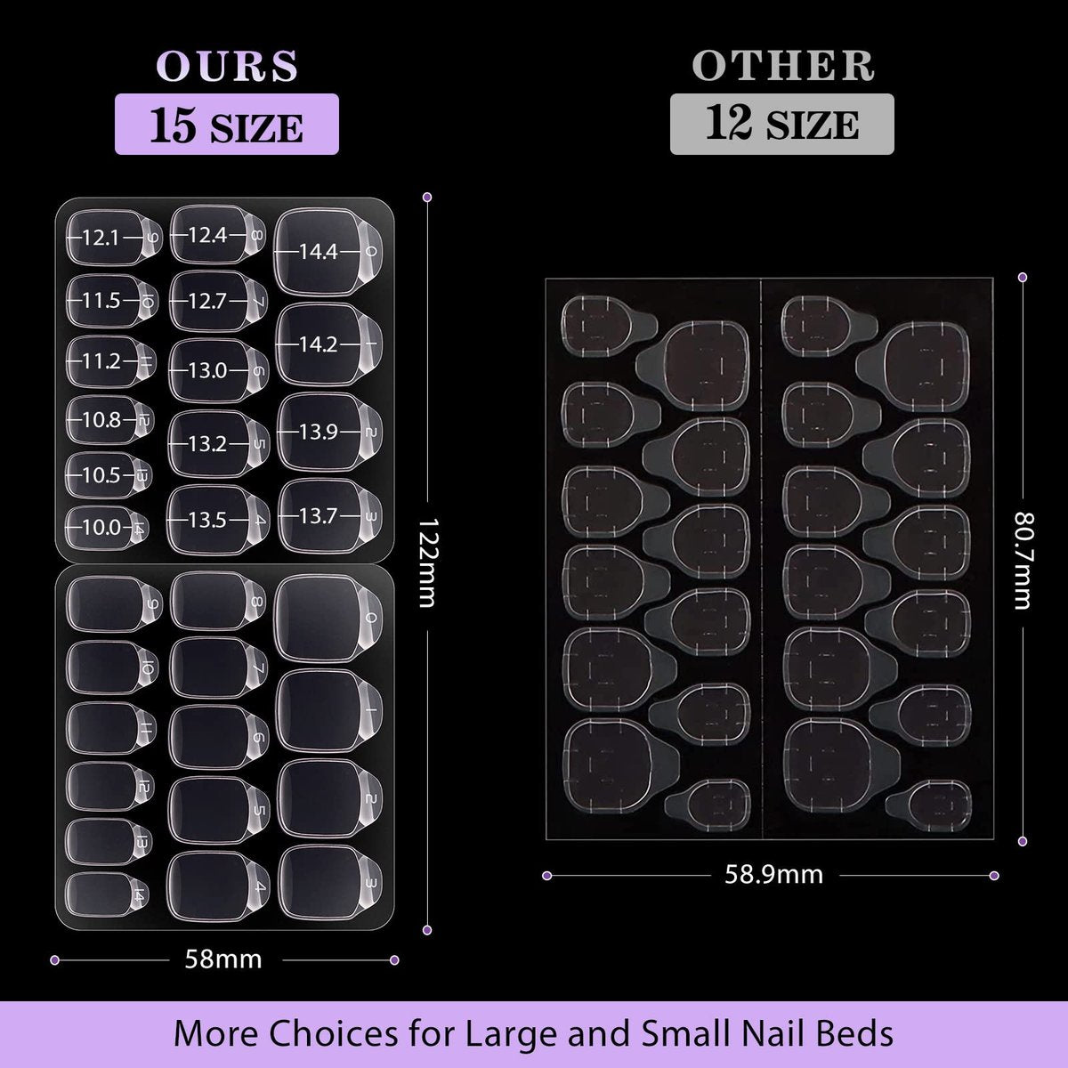 BTArtbox Adhesive Tabs for Press On Nails - 20 Sheets, 15 Sizes, Ultra Thin & Waterproof Sticky Tabs for Fake Nails, 600 PCS Double Sided Jelly Nail Stickers for Manicure - görsel 5