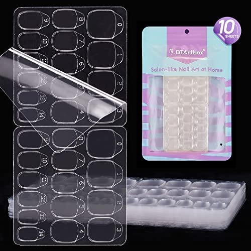 BTArtbox Ultra Thin & Waterproof Nail Stickers - 10 Sheets 15 Sizes 300PCS Double Sided Jelly Nail Tabs for Fake Nails - görsel 1