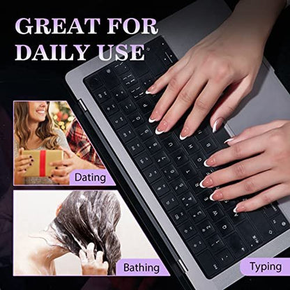 BTArtbox Ultra Thin & Waterproof Nail Stickers - 10 Sheets 15 Sizes 300PCS Double Sided Jelly Nail Tabs for Fake Nails