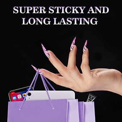 BTArtbox Ultra Thin & Waterproof Nail Stickers - 10 Sheets 15 Sizes 300PCS Double Sided Jelly Nail Tabs for Fake Nails
