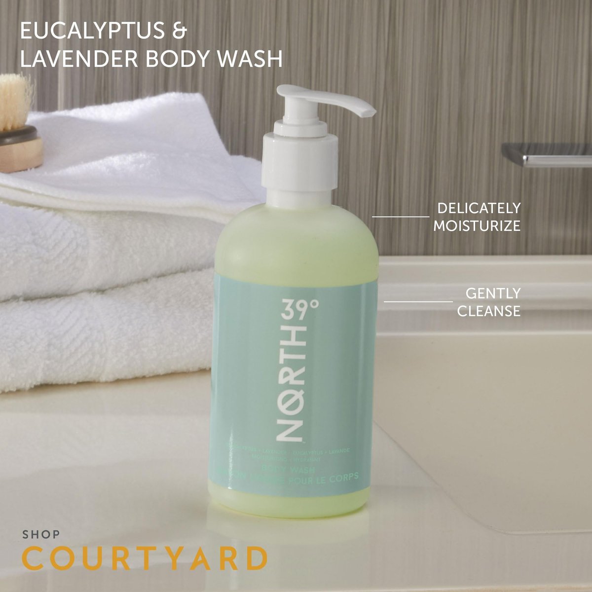 39° North Body Wash - Eucalyptus & Lavender Scent - Cleansing & Moisturizing - All Natural - 8.5 oz - Featured in Courtyard by Marriott & Residence Inn Avelisse