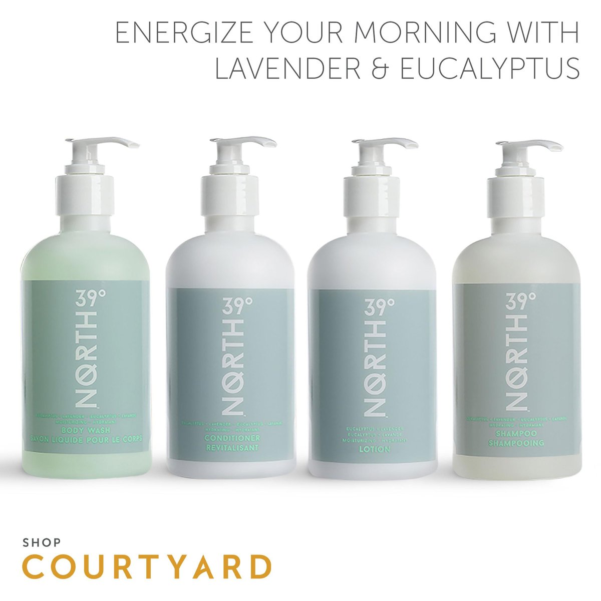 39° North Body Wash - Eucalyptus & Lavender Scent - Cleansing & Moisturizing - All Natural - 8.5 oz - Featured in Courtyard by Marriott & Residence Inn Avelisse