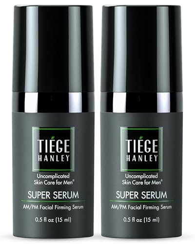 Tiege Hanley Anti Aging Face Serum for Men – Super Serum with Peptides, Retinyl Palmitate, and Sodium Hyaluronate to Firm Skin and Reduce Fine Lines – Men’s Skin Care – 0.5 Fl Oz (2 Pack) Avelisse