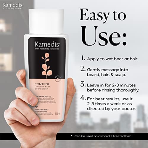 KAMEDIS Beard Wash - Dandruff & Flake Free Beard Shampoo with Pyrithione Zinc & Salicylic Acid, 6.7 oz - görsel 6