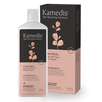 KAMEDIS Beard Wash - Dandruff & Flake Free Beard Shampoo with Pyrithione Zinc & Salicylic Acid, 6.7 oz