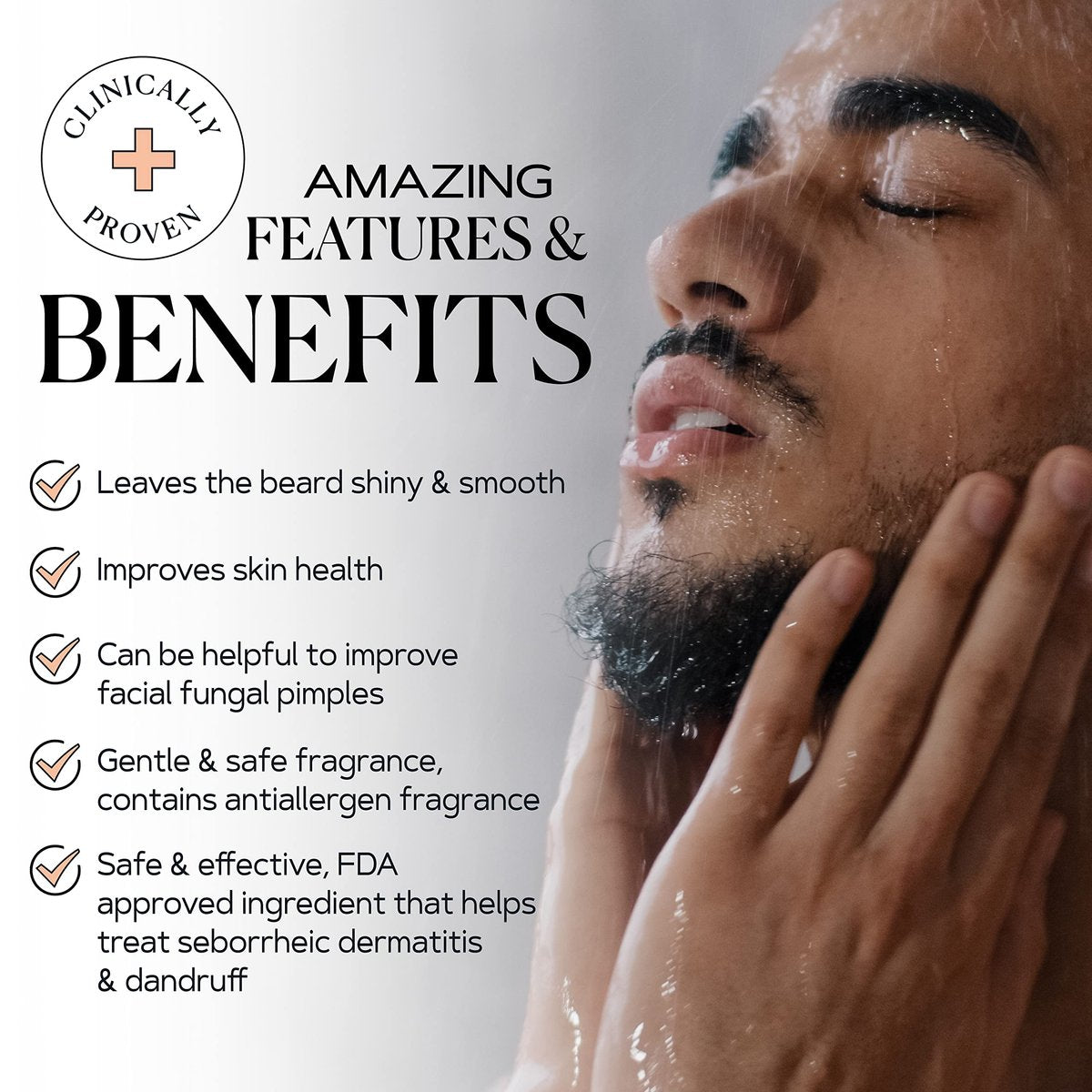 KAMEDIS Beard Wash - Dandruff & Flake Free Beard Shampoo with Pyrithione Zinc & Salicylic Acid, 6.7 oz - görsel 11