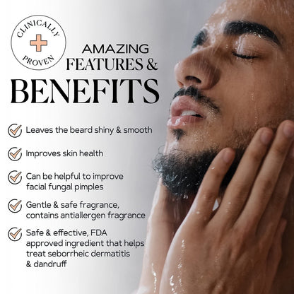 KAMEDIS Beard Wash - Dandruff & Flake Free Beard Shampoo with Pyrithione Zinc & Salicylic Acid, 6.7 oz