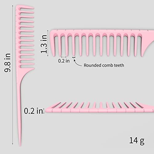 LLTGMV Wide Tooth Rat Tail Comb for Curly Hair - Pink | Detangling & Parting Comb for Wet Hair - görsel 4