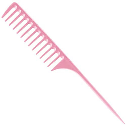 LLTGMV Wide Tooth Rat Tail Comb for Curly Hair - Pink | Detangling & Parting Comb for Wet Hair