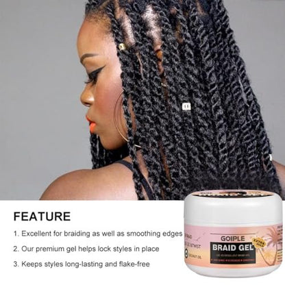 Extra Hold Styling Gel and Mousse for Braids, Twists, Locs, Cornrows - Frizz Taming, Smoothing & Edge Control with Rosemary Hair Growth Oil (Bonus: Hair Combs, Bonnet, Clips) Avelisse