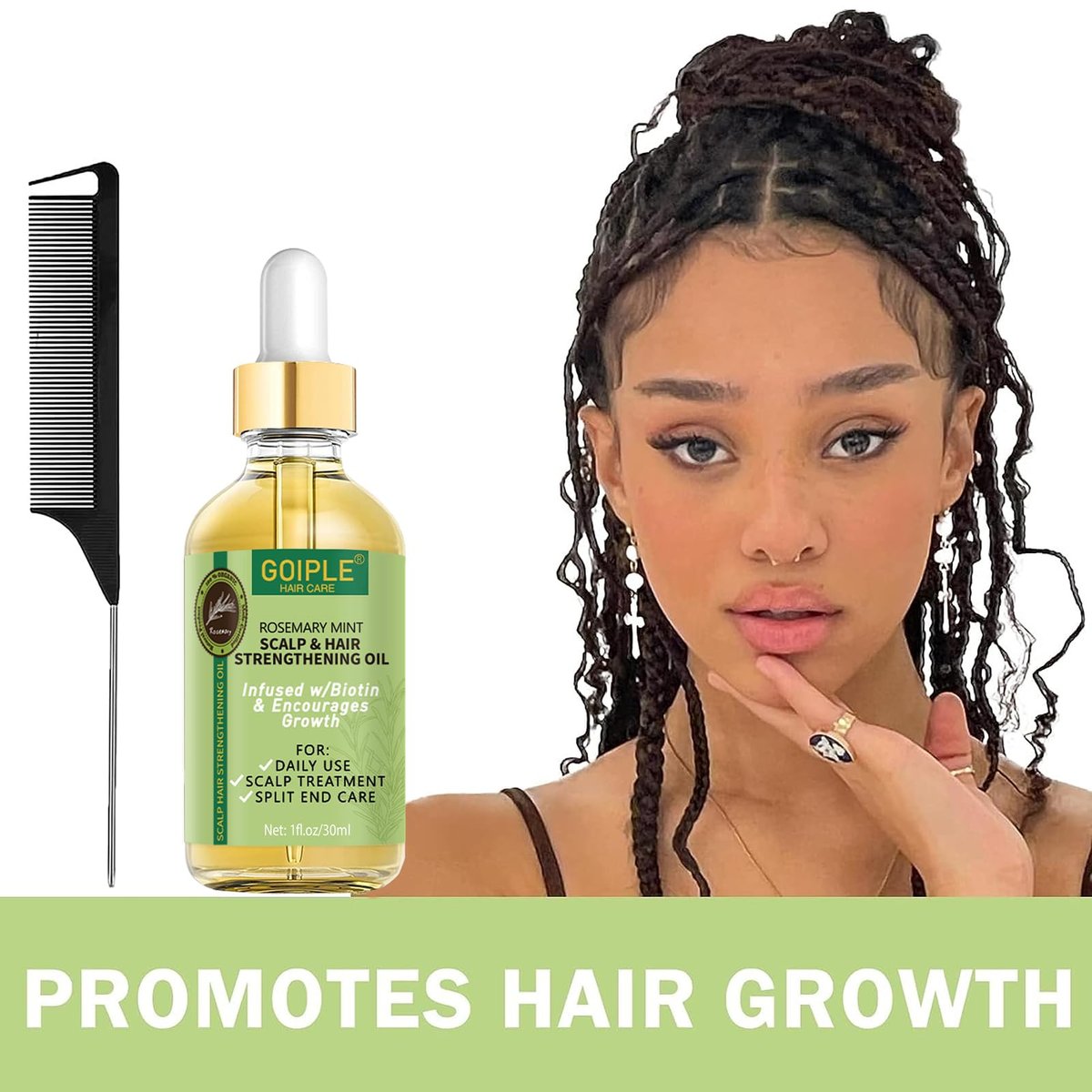 Extra Hold Styling Gel and Mousse for Braids, Twists, Locs, Cornrows - Frizz Taming, Smoothing & Edge Control with Rosemary Hair Growth Oil (Bonus: Hair Combs, Bonnet, Clips) Avelisse
