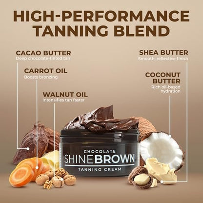 BYROKKO Shine Brown Chocolate Tan Accelerator Cream – Fast Bronzer for Deep, Long-Lasting Glow, 6.8 Fl Oz Avelisse