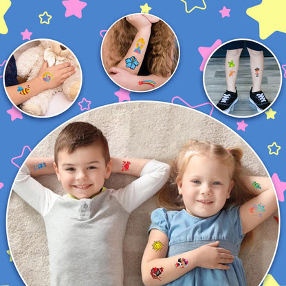 204 Glitter Temporary Tattoos for Kids – Individually Wrapped Sheets – Party Favors, Goodie Bag Stuffers, Birthday Surprise Waterproof Stickers