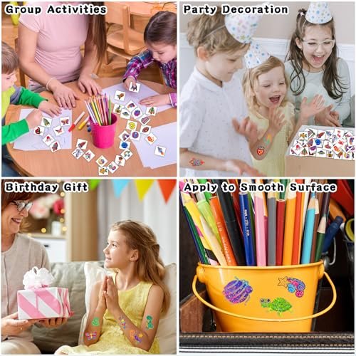204 Glitter Temporary Tattoos for Kids – Individually Wrapped Sheets – Party Favors, Goodie Bag Stuffers, Birthday Surprise Waterproof Stickers - görsel 10