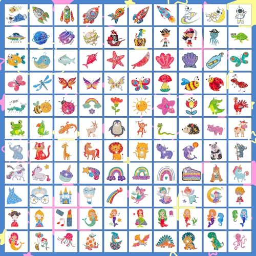 204 Glitter Temporary Tattoos for Kids – Individually Wrapped Sheets – Party Favors, Goodie Bag Stuffers, Birthday Surprise Waterproof Stickers - görsel 8
