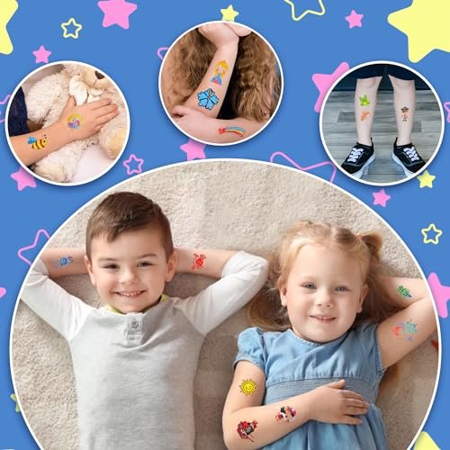 204 Glitter Temporary Tattoos for Kids – Individually Wrapped Sheets – Party Favors, Goodie Bag Stuffers, Birthday Surprise Waterproof Stickers - görsel 12