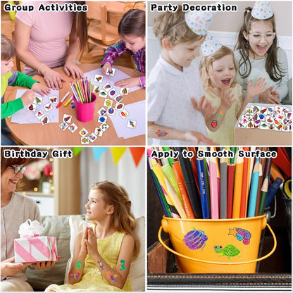 204 Glitter Temporary Tattoos for Kids – Individually Wrapped Sheets – Party Favors, Goodie Bag Stuffers, Birthday Surprise Waterproof Stickers