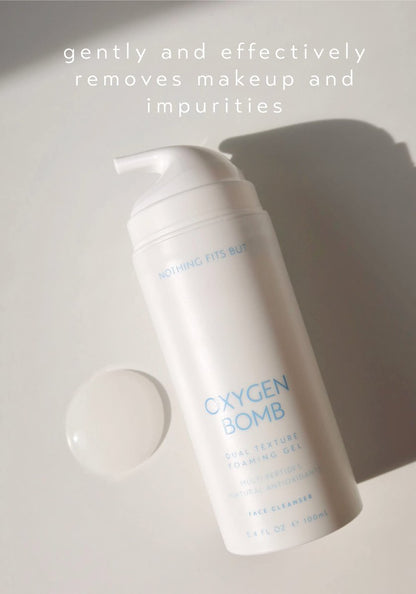 NOTHING FITS BUT Oxygen Bomb Dual Texture Pore Purifying Foaming Gel – Self-Foaming Face Mask & Daily Cleanser with Multi-Peptide & Botanical Oil – K-Beauty Hydrating & Texture Refining, 3.4 Oz Avelisse