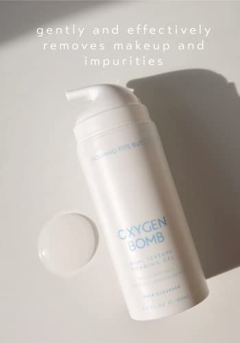 NOTHING FITS BUT Oxygen Bomb Dual Texture Pore Purifying Foaming Gel – Self-Foaming Face Mask & Daily Cleanser with Multi-Peptide & Botanical Oil – K-Beauty Hydrating & Texture Refining, 3.4 Oz Avelisse